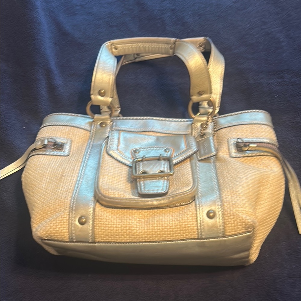 Coach Tan and Gold Satchel with Double Handles